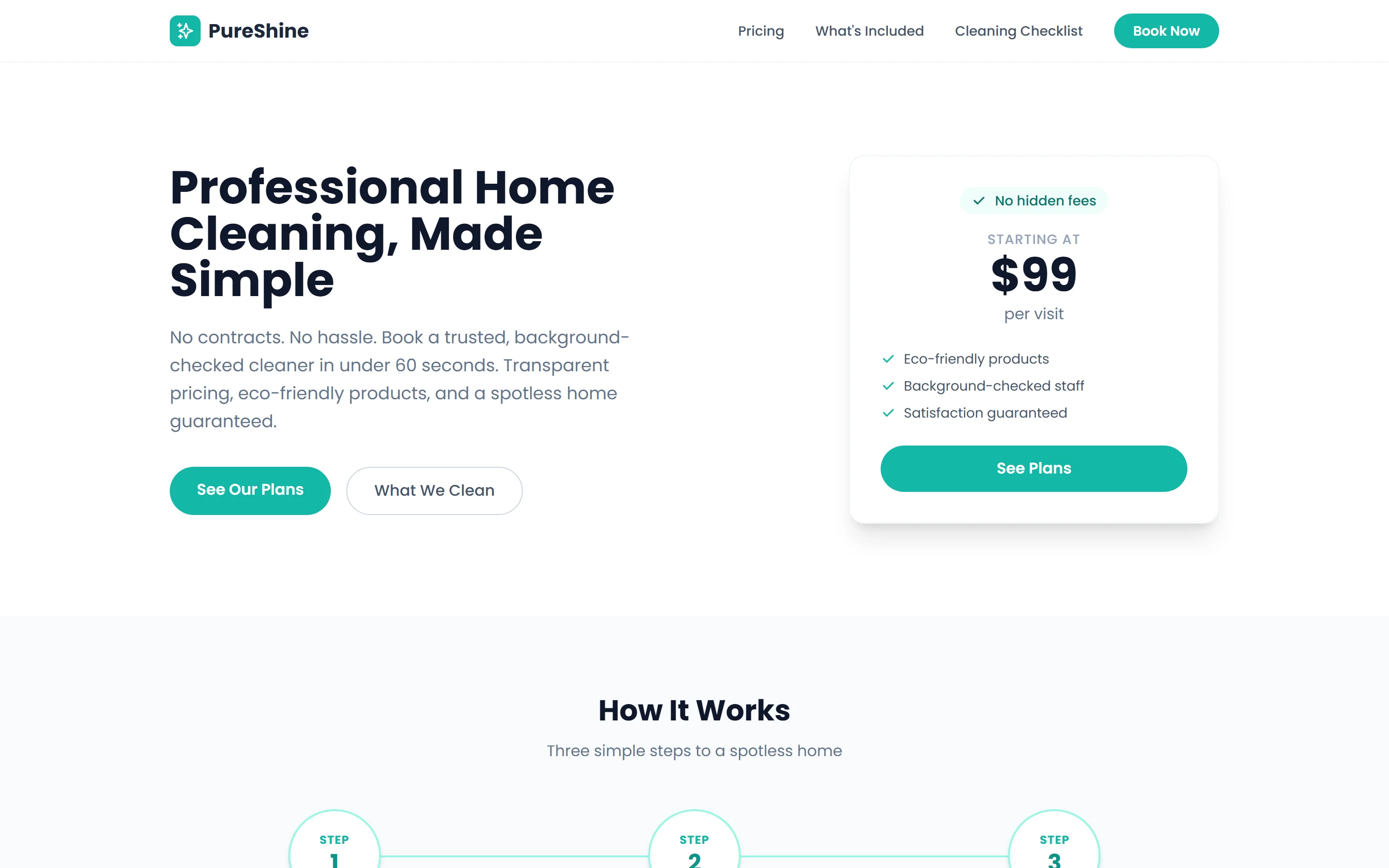 Sample campaign landing page for a cleaning business